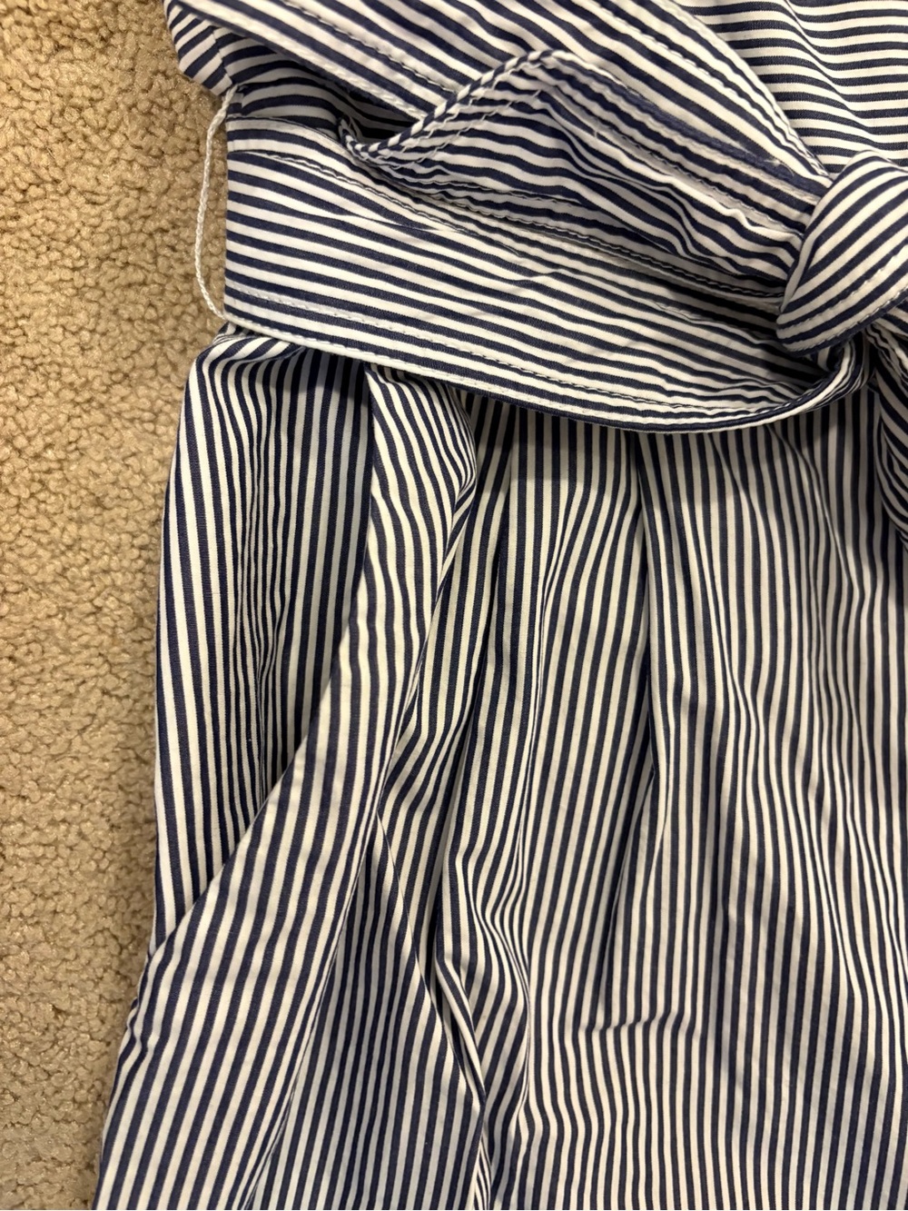 ⁠J.Crew Marseille Blue White Pinstripe Wide Leg Crop Jumpsuit Size 2 - Picture 7 of 11